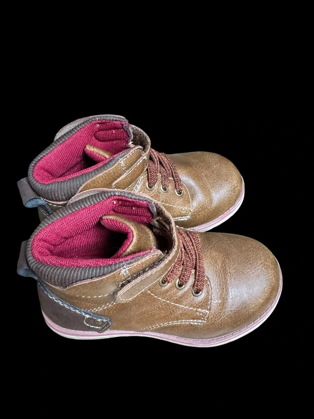 Crown Vintage Kids Brown Boots with Burgundy Lining